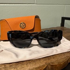 Tory Burch Tortoise Shell Sunglasses with Orange Case